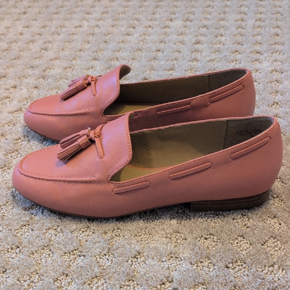 Ann Taylor Leather Loafers With Tassels, Sausalito Sunset Pink Size 7